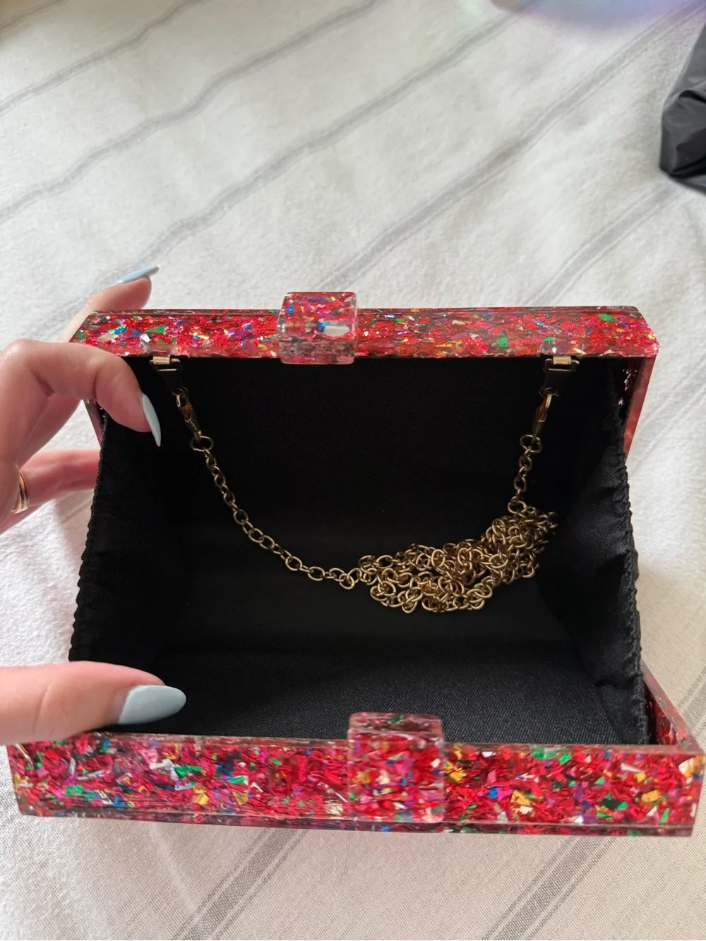 Red Confetti Acrylic Clutch - Women Bags